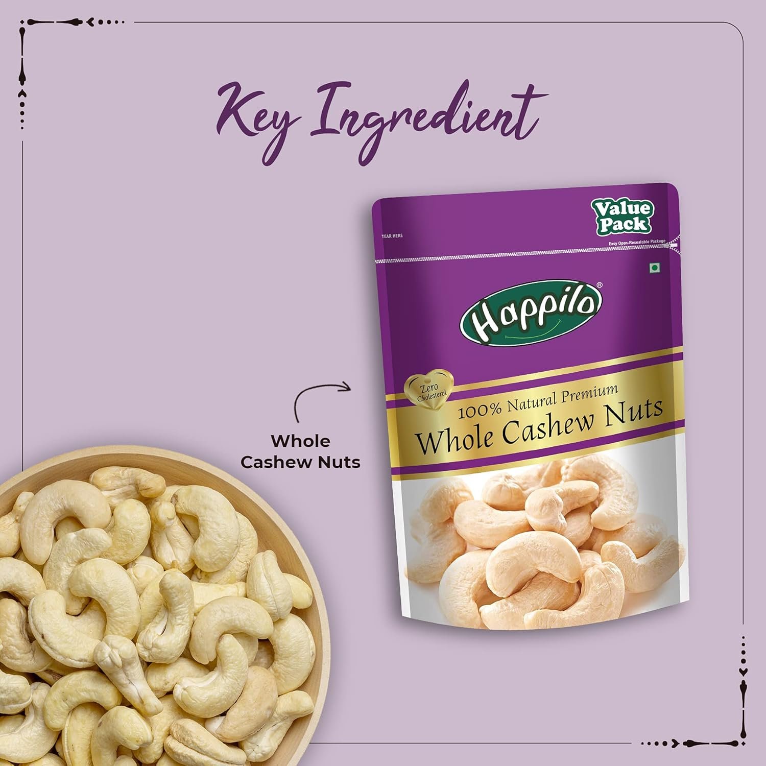 71ic6trkhol. sl1500 Happilo 100% Natural Premium Whole Cashews Value Pack Pouch, 500 g & Premium 100% Natural Californian Walnut Kernels,Dried,200g