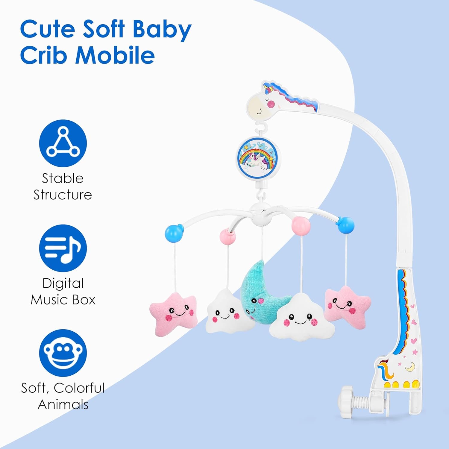 71iwmgquq3l. sl1500 BabyGo Rotating Pony & Stars Musical Crib Cot Mobile | Hanging Jhoomer Rattle Toy for Baby Cradle, Infant Bed & Nursery Decoration | Newborn Soothing & Early Development Toy (Multicolor)