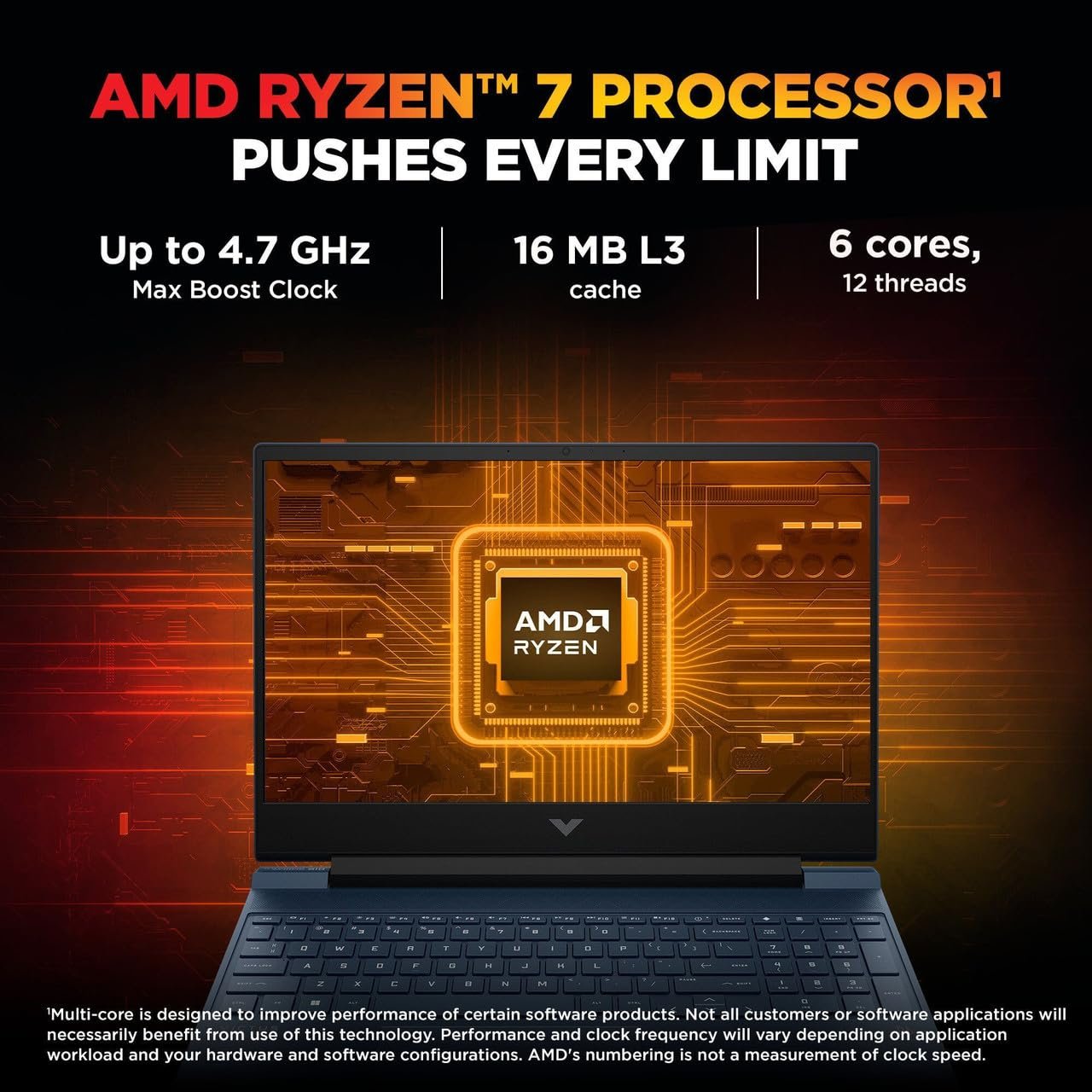 71lm r0odcl. sl1280 HP Smartchoice Victus, AMD Ryzen 7 7445HS 4GB NVIDIA GeForce RTX 2050 – (16 GB/512 GB SSD/Windows 11 Home) FHD, 144Hz, 300 nits, 15.6/39.6cm, M365* Office24, Blue, 2.29kg,15-fb3122AX Gaming Laptop
