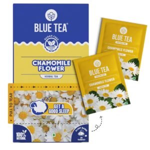 BLUE TEA - Chamomile Tea For Sleep - 25 Tea Bags - Plant Based | Get a good Sleep | Relaxation | Stress Relief | Caffeine Free - Flower Based - Herbal Tea | Single Tear Tea Box | Easy Pull Sachets