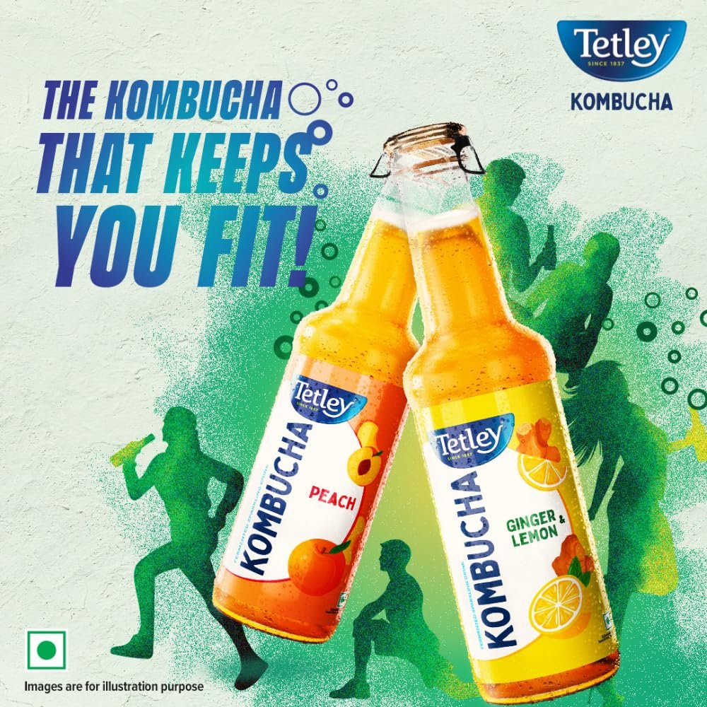 71phxrvdykl. sl1000 Tetley Kombucha Ginger Lemon, Fermented Tea, With Live Culture, Rich in Antioxidants, 265ml