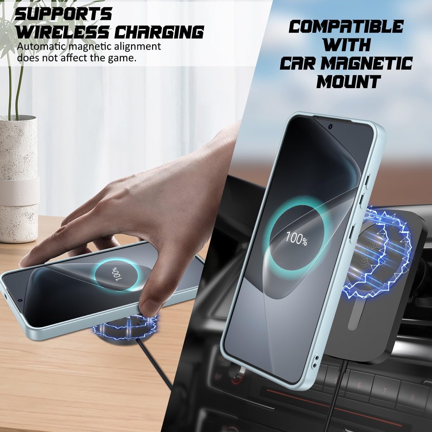 71qgzhtnel. sl1500 DIZORO Samsung S24 5g Case, Compatible with Mag Safe Back Cover, Matte Luxury Metallic Luster Flexible TPU Wireless Charging Shockproof Case with Camera Protector Lens (Sierra)