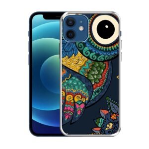 Casotec Owl Illustration Printed Silicon Soft TPU Back Case Cover for Apple iPhone 12 Mini