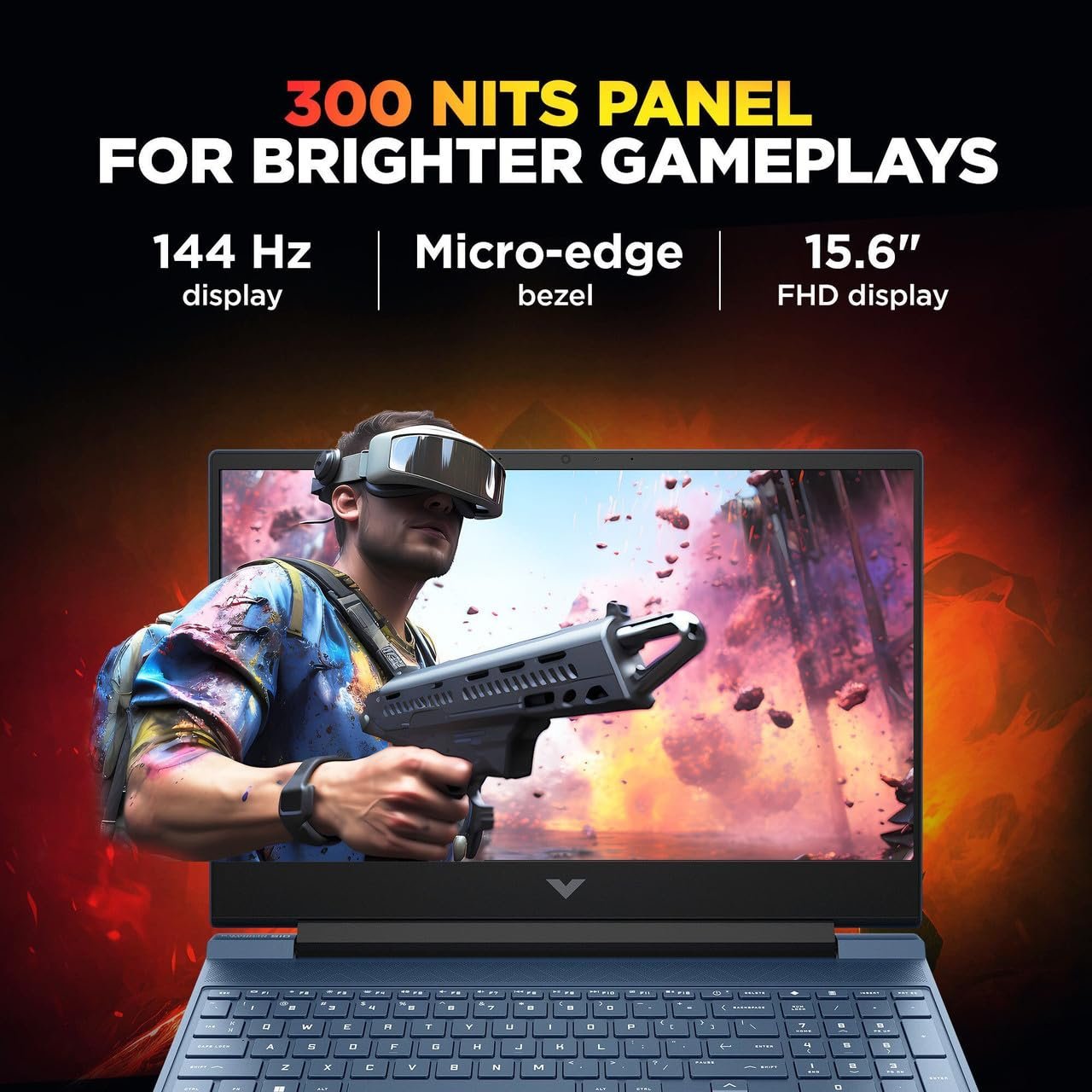 71t0l odghl. sl1280 HP Smartchoice Victus, AMD Ryzen 7 7445HS 4GB NVIDIA GeForce RTX 2050 – (16 GB/512 GB SSD/Windows 11 Home) FHD, 144Hz, 300 nits, 15.6/39.6cm, M365* Office24, Blue, 2.29kg,15-fb3122AX Gaming Laptop