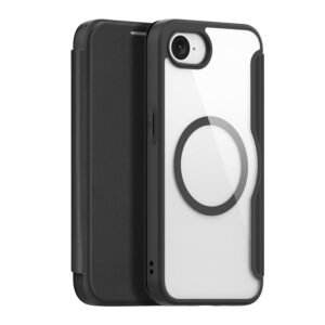 Dux Ducis Magnetic Case for iPhone 16e, [Compatible with MagSafe] Premium Flip Leather Card Holder with RFID Blocking Clear Shockproof Phone Case Cover for Apple iPhone 16E 2025 (Black)