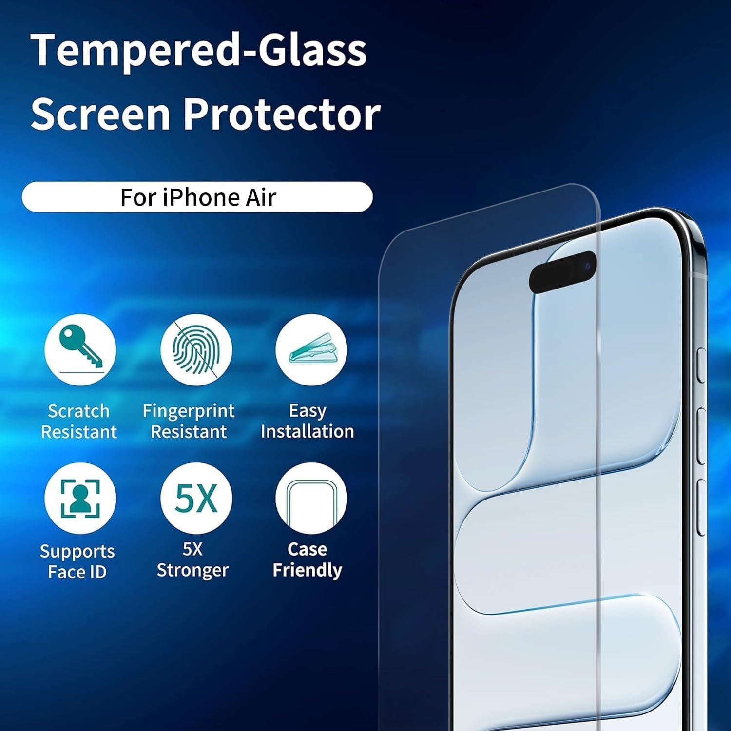 71u67mrkg1l. sl1500 AIBEX® Tempered Glass for Apple iPhone 17 Air | 9H Hardness | Anti-Glare & Anti-Fingerprint | Water Resistant | Edge-to-Edge Full Screen Protector | Bubble-Free Installation