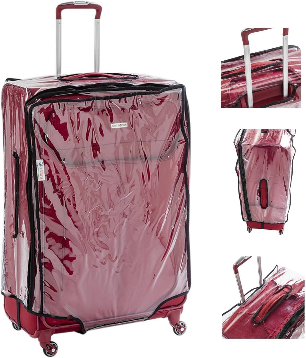 71umkwegy4l. sl1477 26 PVC Zippered Suitcase Cover Durable Dust Proof Anti-Scratch Travel Bags Cover Case for Wheeled Luggage Soft/Nylon Trolley Bag Pack of 1 (61X46X32cms)