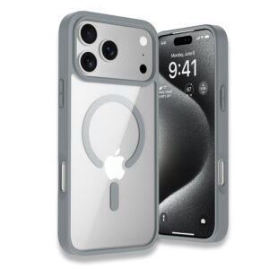 ExpressB® for Apple iPhone 17 Pro Max Cover, Transparent Back, Matte Sides, Magsafe Compatible, Thin Fit Grip, Shockproof, iPhone 17 Pro Max Back Case,Apple iPhone 17 Pro Max Back Cover-Grey