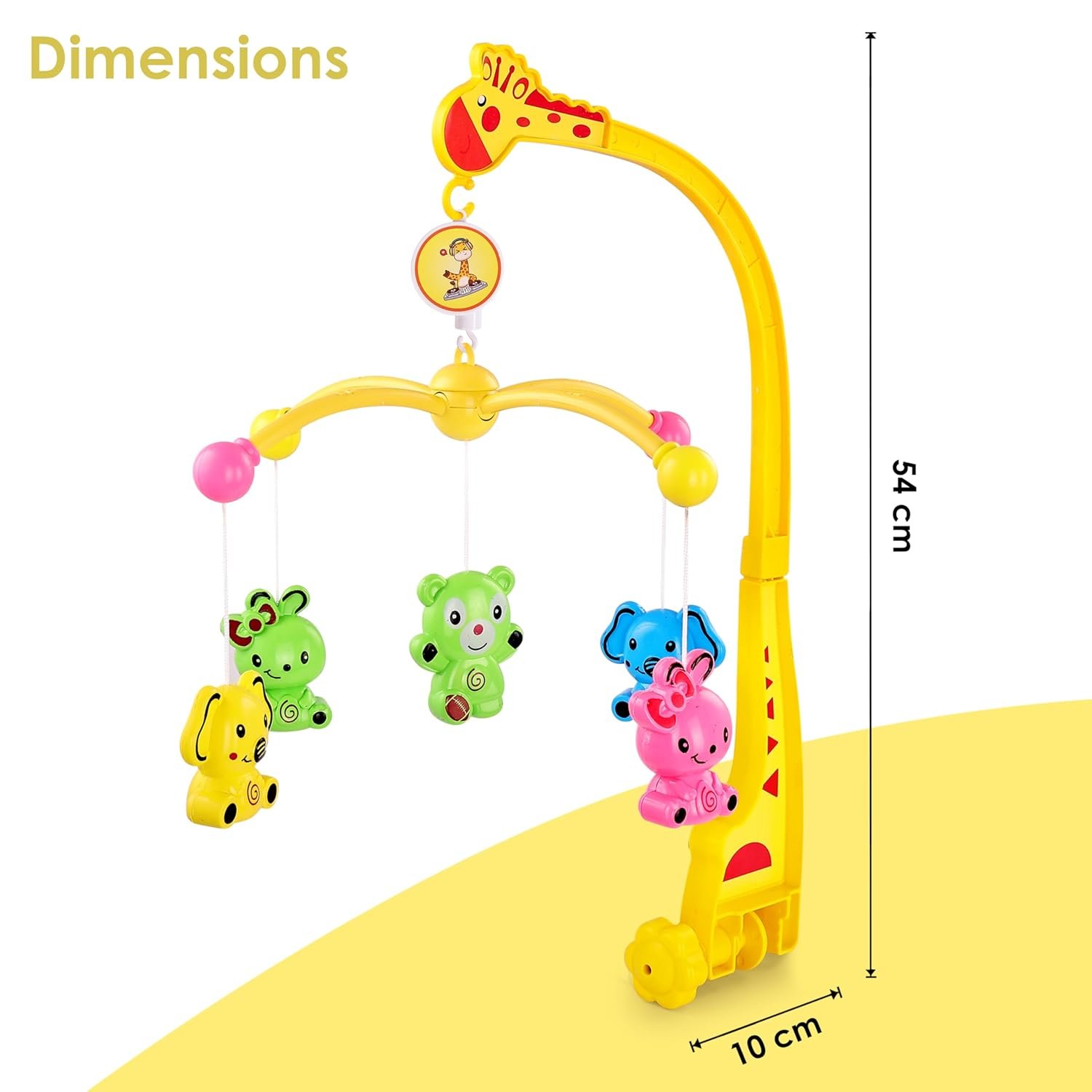 71xiep824 l. sl1500 BabyGo Rotating Giraffe Musical Crib Cot Mobile | Hanging Jhoomer Rattle Toy for Baby Cradle, Infant Bed & Nursery Decoration | Newborn Soothing & Early Development Toy (Yellow)