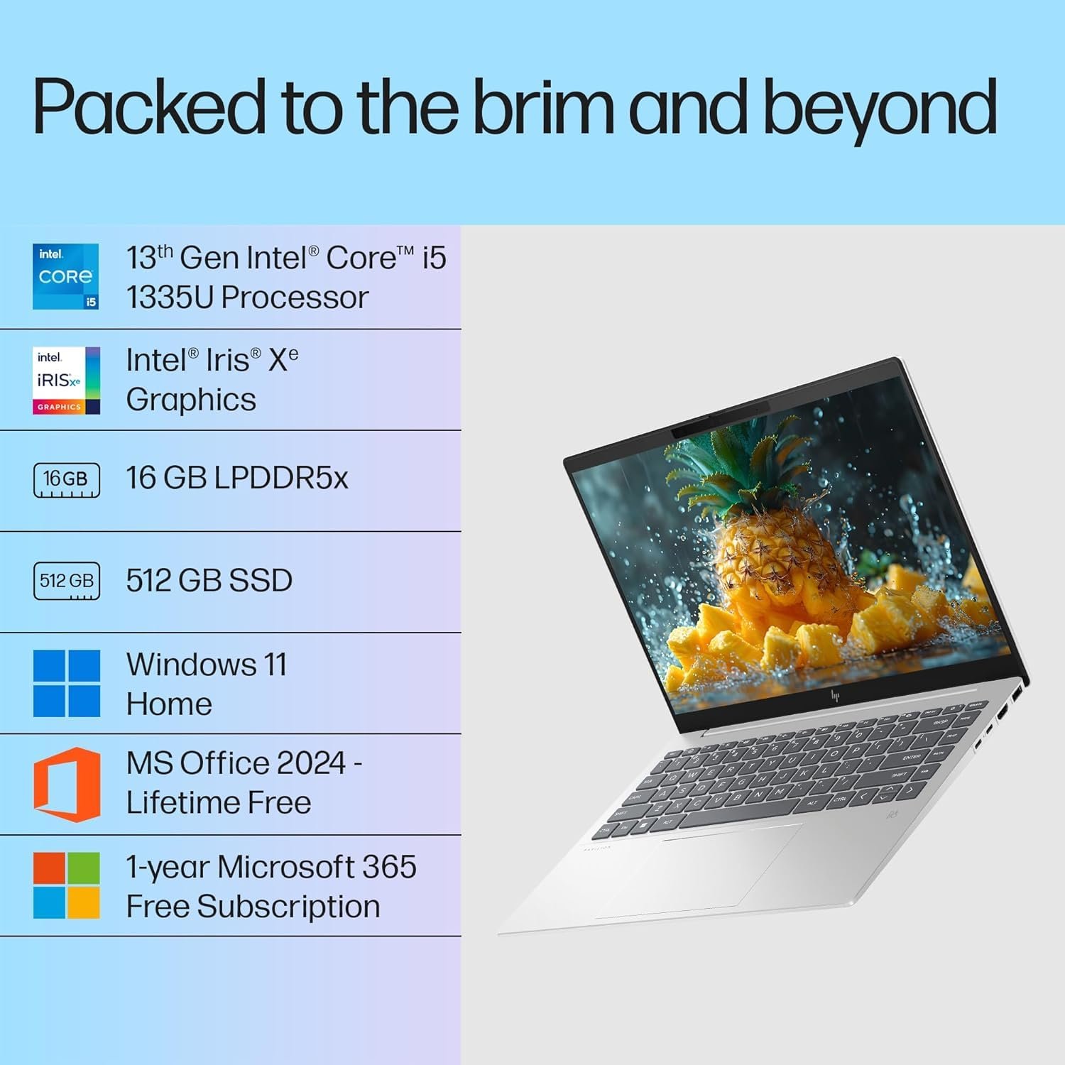 71zqncdsl6l. sl1500 HP Pavilion Plus, Intel Core i5-1335U-13th Gen Laptop, (16GB LPDDR5x,512GB SSD),IPS, 300 nits, 14(35.6cm) 2K,Win 11, M365 Basic(1yr), Office Home 24, Silver,1.38kg, 5MP Camera w/Shutter, ew0107TU
