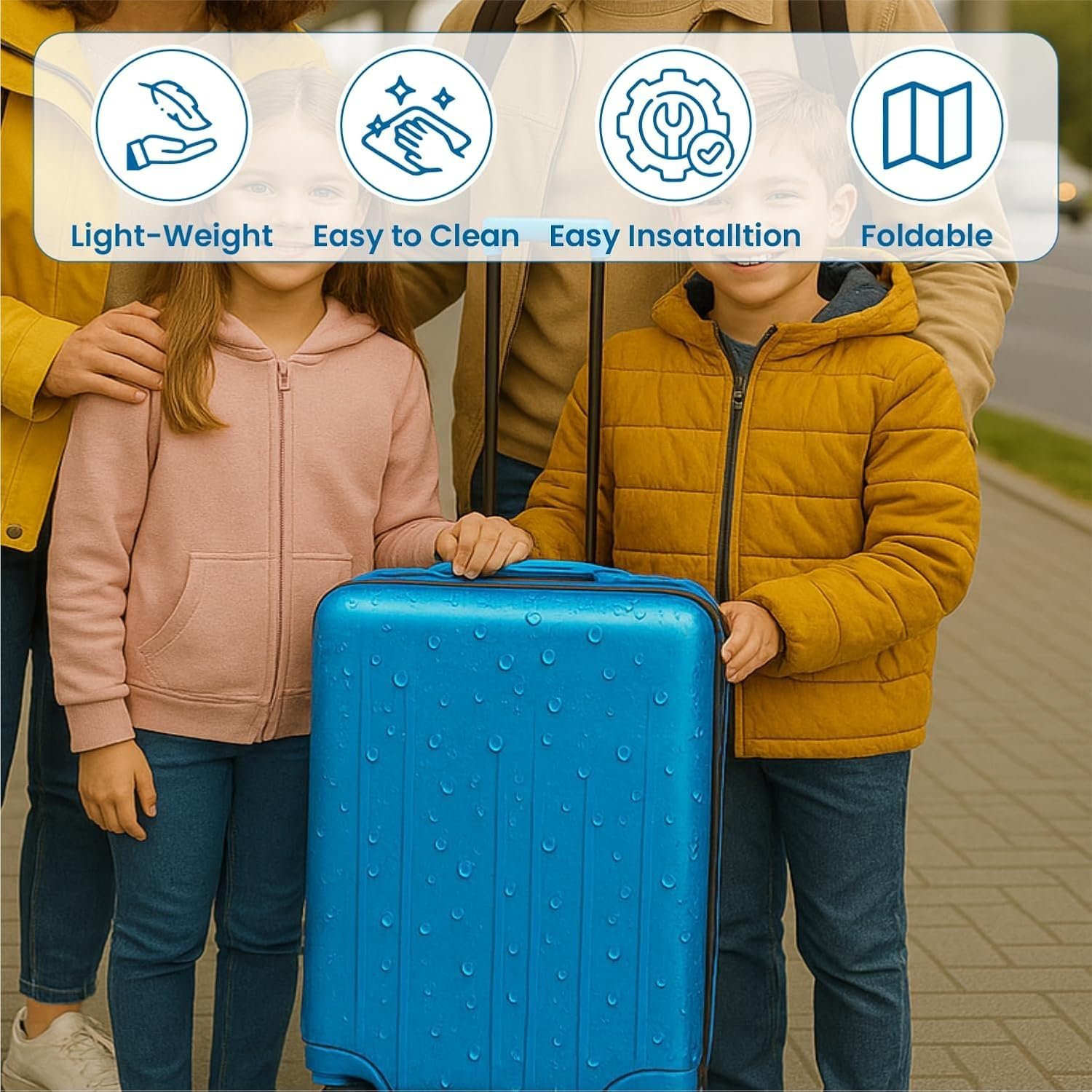 71a4o425hol. sl1500 Set of 1 Trolley Bag Cover/Suitcase Bag Cover/Waterproof Dustproof Luggage/Zippered Clear PVC Suitcase Covers Protectors – (24 inch)