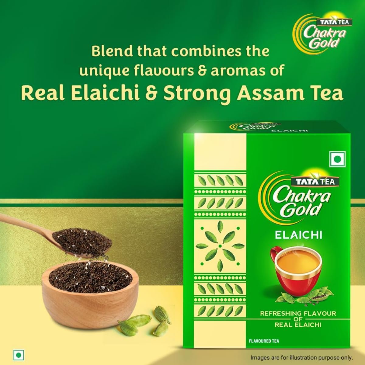 71a6psi91dl. sl1200 Tata Tea Chakra Gold Elaichi Dust Tea| Refreshing Flavour & Aroma of Real Elaichi |Flavoured Assam Tea | 250 Gm
