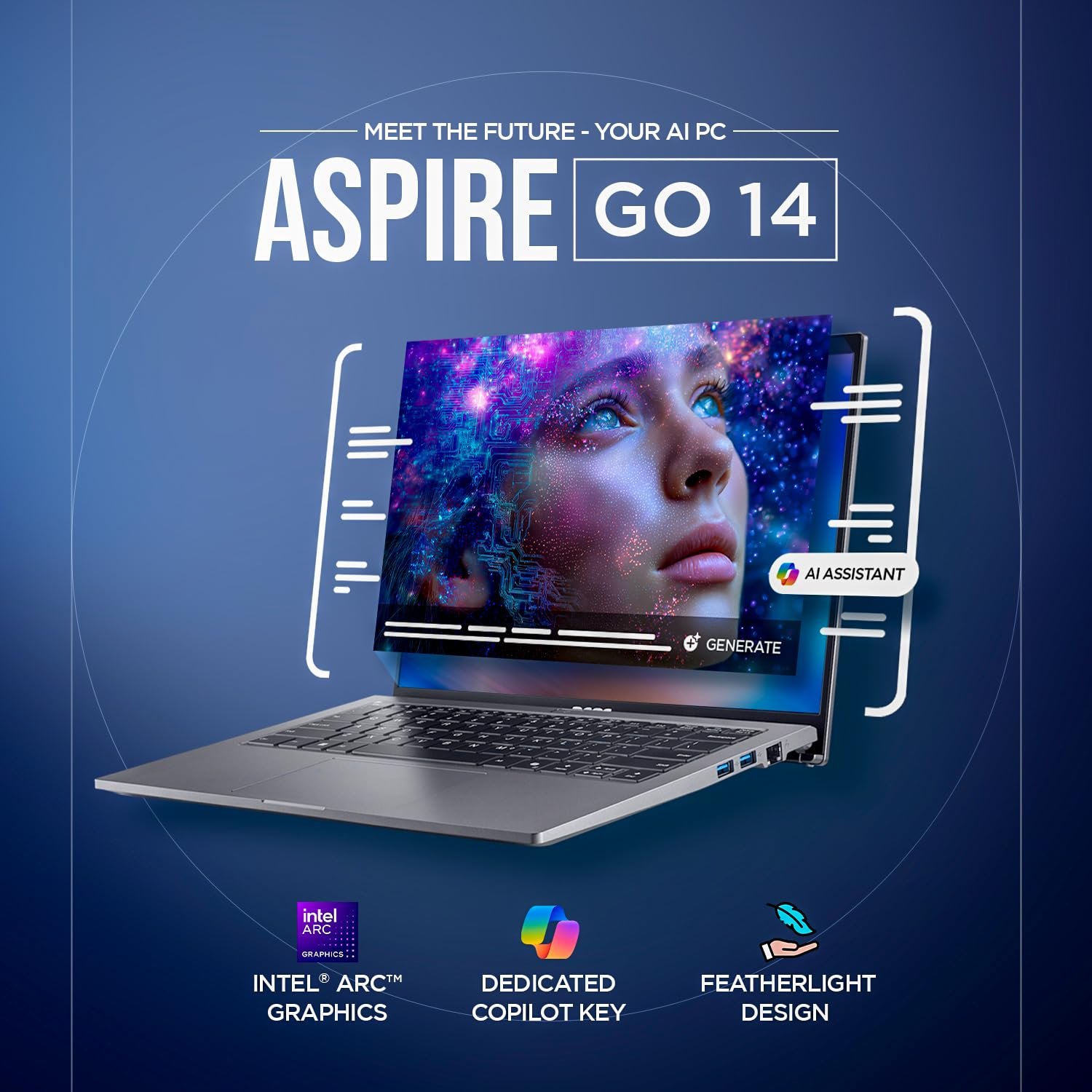 71ajjkmzjdl. sl1500 acer Aspire Go 14, Intel Core Ultra 5 125H (14th Gen),16GB DDR5 RAM/512GB SSD, WUXGA IPS, 14.0/35.56 cm, Win 11, MS Office, Steel Gray, 1.5 kg, AG14-71M,Backlit Keyboard, AI Powered Premium Laptop