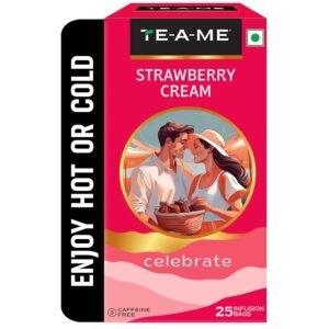 TE-A-ME Strawberry Cream Tea - 25 Tea Bags | Fruit Tea | Caffeine Free | Christmas Gift | New Year Gift