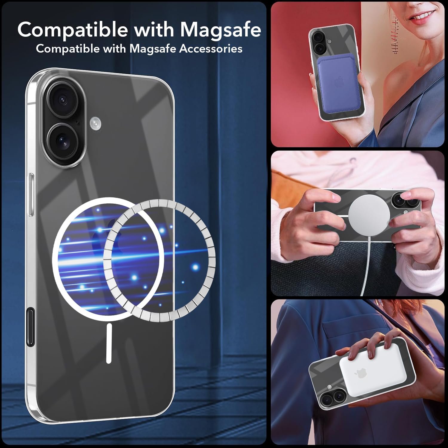 71cqjpk2oul. sl1500 Jkobi Back Cover Case for Apple iPhone 16 Plus (Crystal Clear Case | MagSafe Wireless Charging Support | Hard Anti Yellow | Camera Protection Bump)