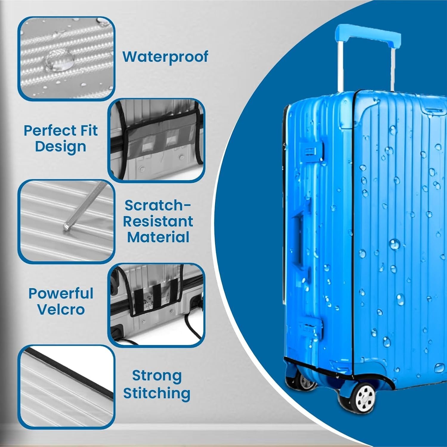 71ez5m hmhl. sl1500 Set of 1 Trolley Bag Cover/Suitcase Bag Cover/Waterproof Dustproof Luggage/Zippered Clear PVC Suitcase Covers Protectors – (24 inch)