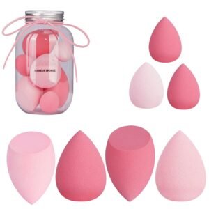 SUAKE 7in1 Professional Beauty Blender Set for Face Makeup | Makeup Sponges Set is suitable with Liquid & Creams | Sponge makeup is for all Skin Types & it is Soft Latex-Free Reusable & washable (Multicolor 4 Big + 3 Mini=7 Pcs)