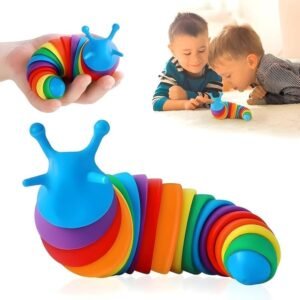 COOLCOLD Kids Fidget Slug Toy, Sensory Toy for Kids, Stress Relief, Anxiety, Autism, Rainbow, 19 CM