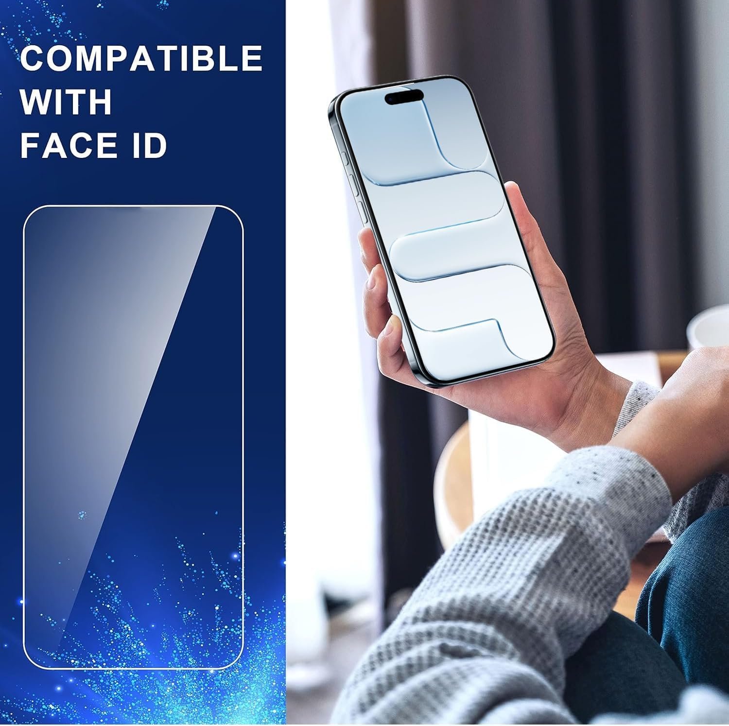 71o6ta tqol. sl1500 AIBEX® Tempered Glass for Apple iPhone 17 Air | 9H Hardness | Anti-Glare & Anti-Fingerprint | Water Resistant | Edge-to-Edge Full Screen Protector | Bubble-Free Installation