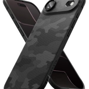 Ringke Onyx Compatible with iPhone Air (17 Air) Case Back Cover Rugged Flexible Durable Anti-Slip TPU Protection Shockproof - Camo Black