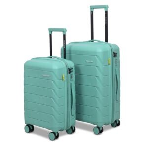 Mint Green, Polypropylene Hardside Luggage Set | Small (55 cm) & Medium (65 cm) Trolley Bags | Lightweight Suitcases with 4 Dual Spinner Wheels | Unbreakable Travel Luggage - Set of 2