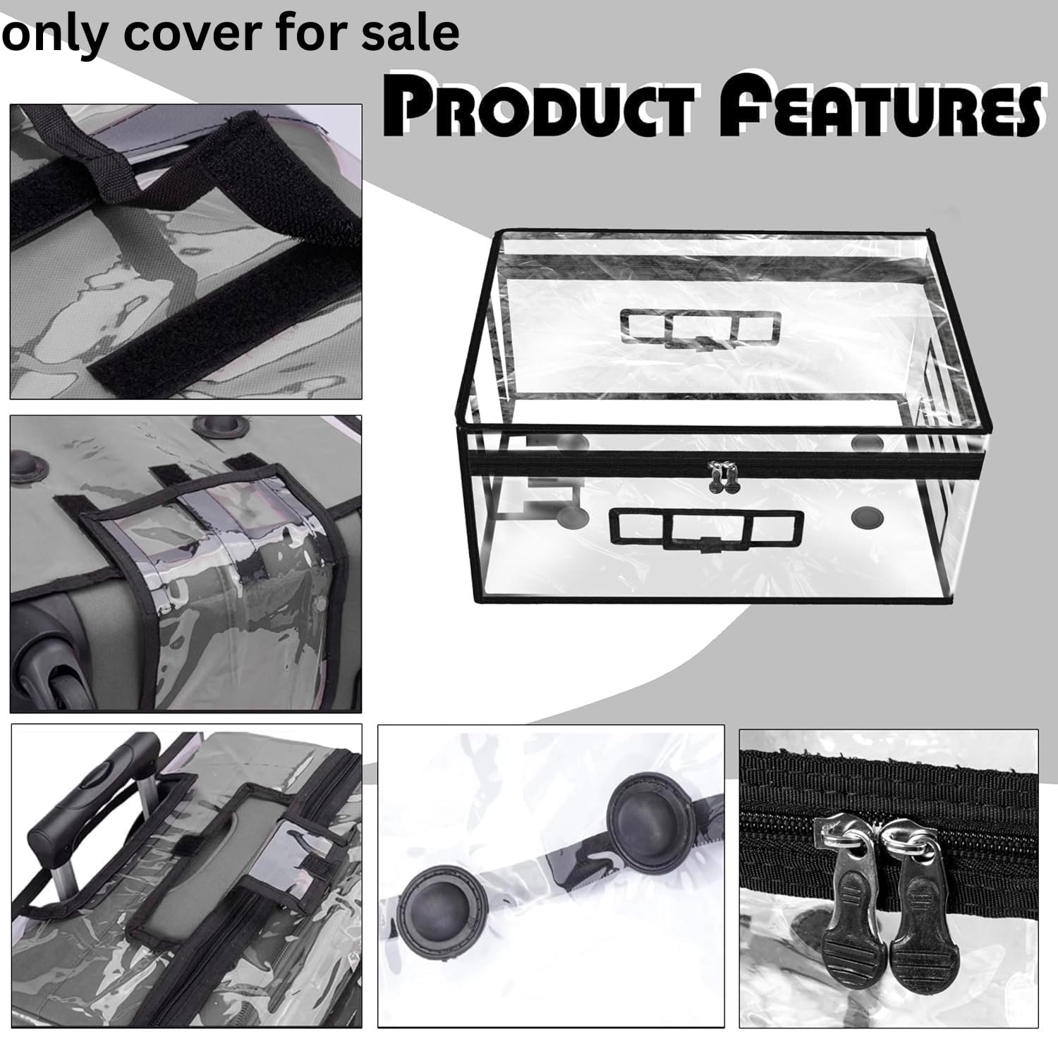 71rswwvr2xl. sl1500 Suitcase Cover for Hard Luggage | 28 Inch Transparent PVC Fabric Trolley Bag Cover with Zipper | Waterproof Dustproof Travel Bag Protector 70x49x33 cm