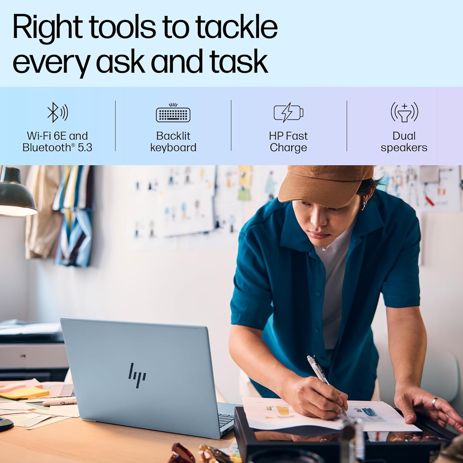 71ubx06posl. sl1500 HP Pavilion Plus AI Laptop, Intel Core Ultra 5 125H, 10-12 Tops, 16GB LPDDR5x, 512GB SSD, 14-inch(35.6cm) 300 nits, WQXGA, Intel Arc Graphics, 5MP IR Camera (Win 11, Office 21, Blue, 1.44kg) ew1082TU