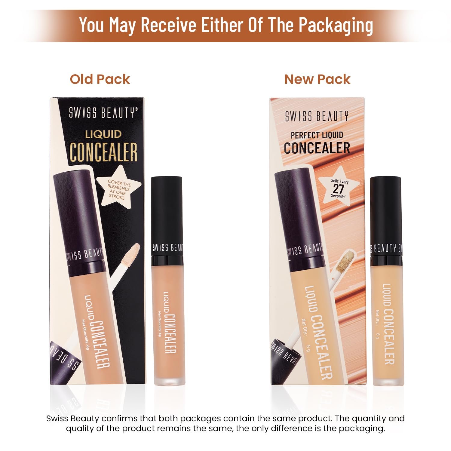 71xq4my91 l. sl1500 Swiss Beauty Liquid Light Weight Concealer With Full Coverage |Easily Blendable Concealer For Face Makeup With Matte Finish | Shade- 02 Sand Sable, 6g