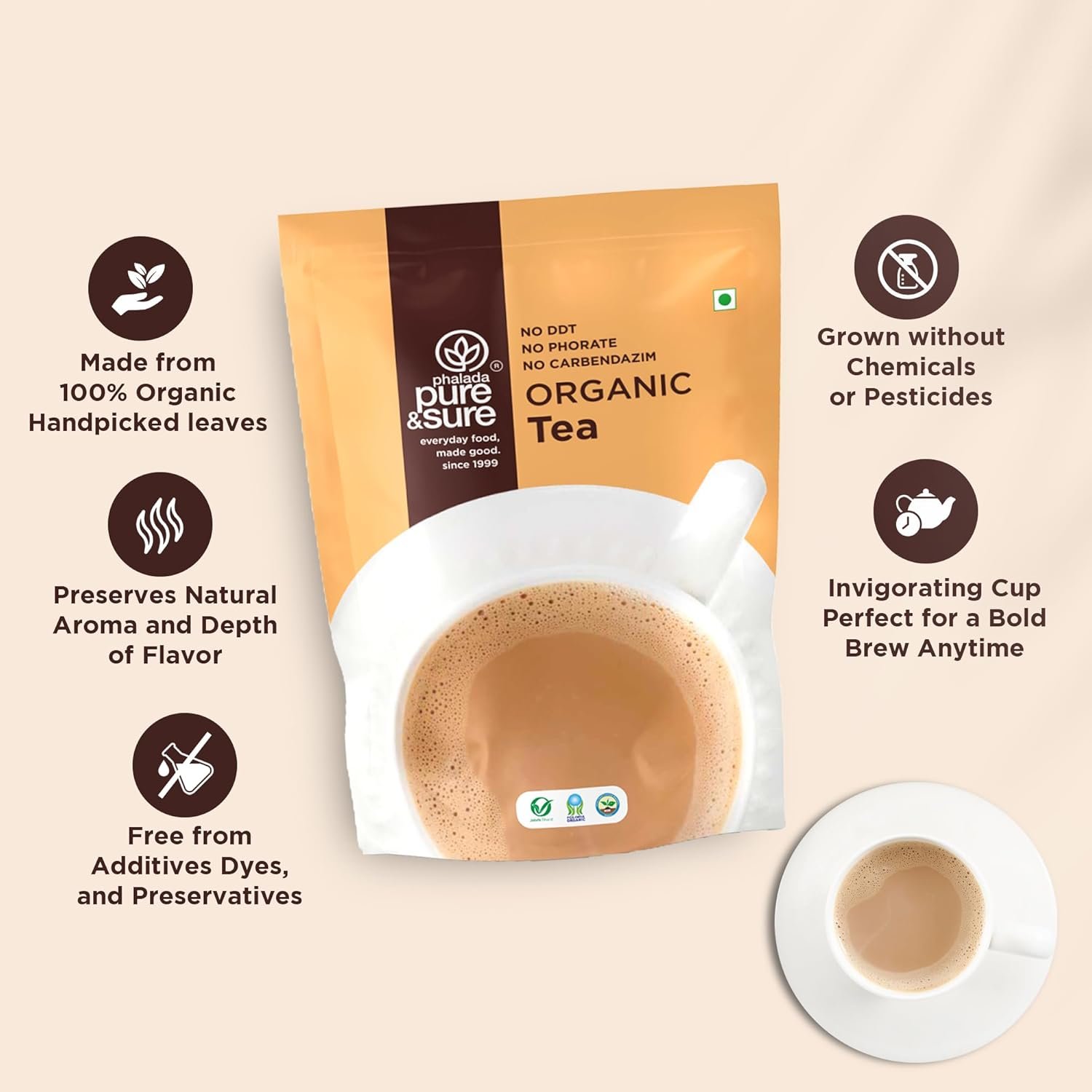 71xxjcrcvxl. sl1500 Pure & Sure Organic Black Tea Powder | 100% Certified Organic Assam Leaves | Steam-Sterilized | Sustainably Sourced | 250 g