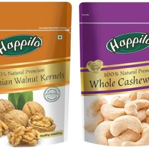 Happilo 100% Natural Premium Whole Cashews Value Pack Pouch, 500 g & Premium 100% Natural Californian Walnut Kernels,Dried,200g