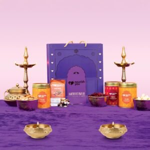 Nourish You Shuddh Utsav Diwali dry fruits Gift Hamper Box – Amethyst Dwaar | Almonds, Cashews, Dried Cranberries & Date Bites | Preservative Free Diwali Festive Gift Box | Healthy Diwali Gifting for friends & family