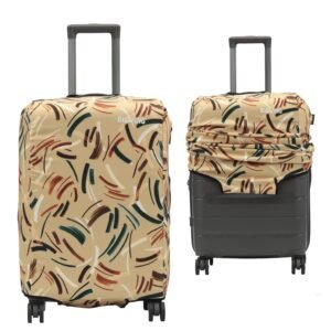BIGWING Protective Cover in Polyester Fabric with Strips Print for | 65 cm 24 inch Medium Size | Hard Luggage Trolley Bag Cover (Fits Only On Fiber - Plastic Trolley Bag)