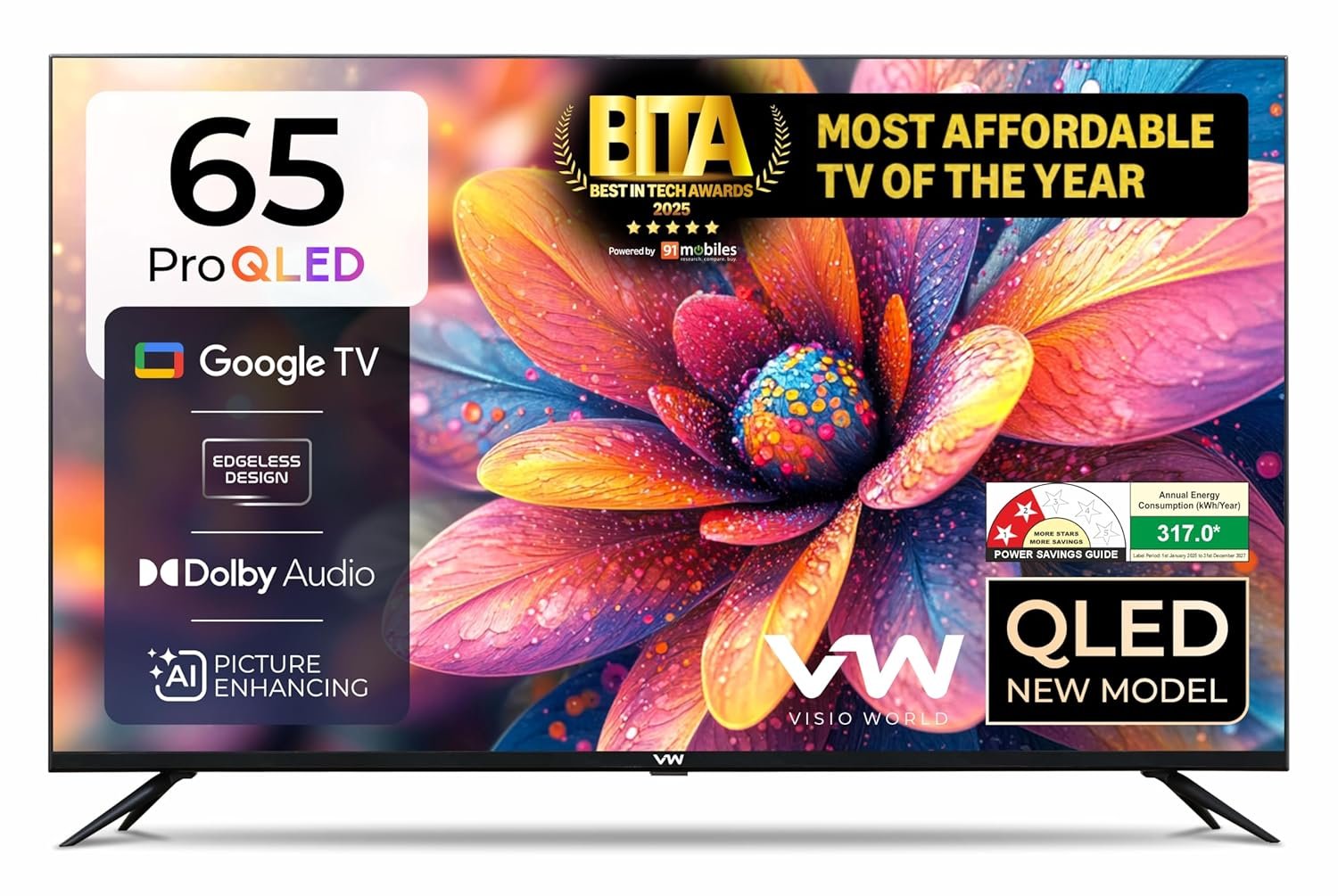 VW 165 cm (65 inches) Pro Series 4K Ultra HD Smart QLED Google TV VW65GQ1 VW 165 cm (65 inches) Pro Series 4K Ultra HD Smart QLED Google TV VW65GQ1