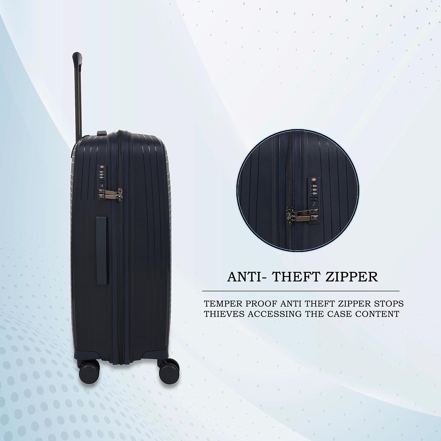 81nfj6hveil. sl1500 it luggage Spontaneous Blue Cabin-20 inches Expandable Anti-Theft Zipper Polypropylene Hardsided with TSA Lock 8 Wheel Trolley Bag