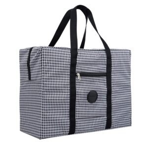 Storite Rexine 21 Cm Foldable Faux Leather Travel Duffle Bag Large Capacity Folding Lightweight Overnight Carry-On Duffel In Trolley With Handle Travel Luggage Bag For Women (Black,50 X 21X 38 Cm)