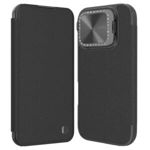 Apple iPhone 16 Pro Leather Wallet Case, Premium PU Leather Case with [Card Holder][Lens Cover Stand][Privacy Protection] Slim Fit Flip Cover for iPhone 16 Pro (Black)
