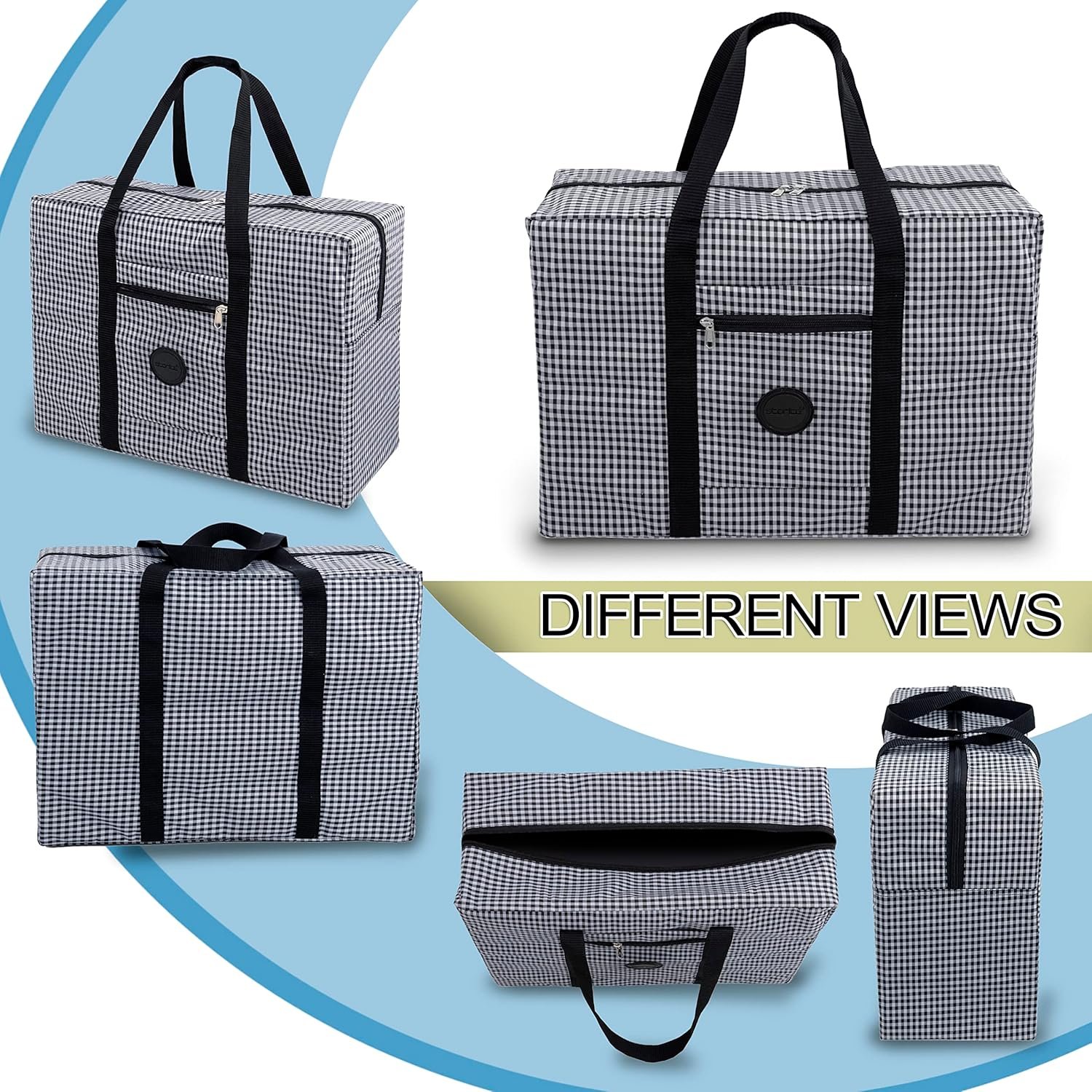 91bfv1ynawl. sl1500 Storite Rexine 21 Cm Foldable Faux Leather Travel Duffle Bag Large Capacity Folding Lightweight Overnight Carry-On Duffel In Trolley With Handle Travel Luggage Bag For Women (Black,50 X 21X 38 Cm)