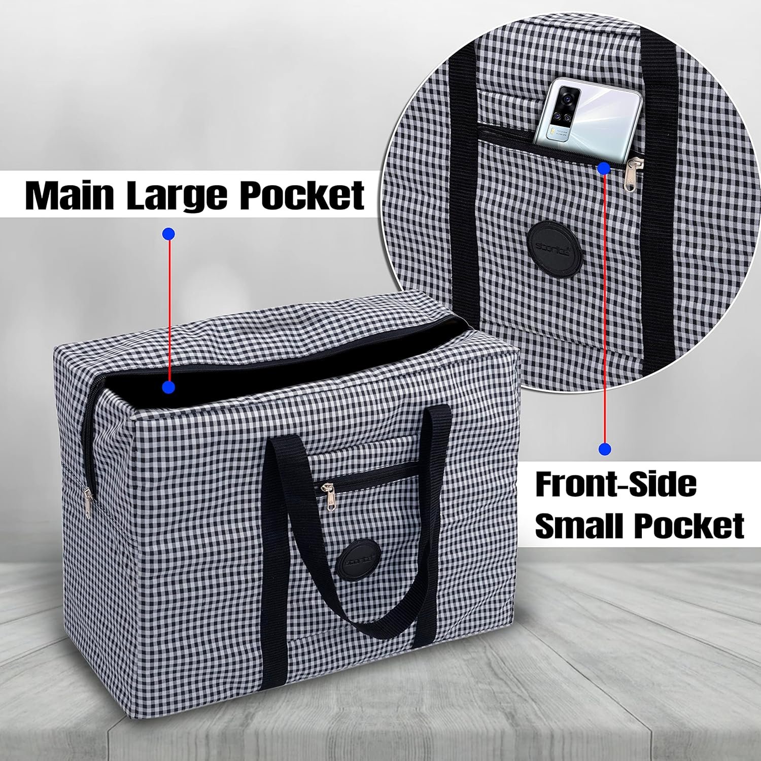 91tt9g1utl. sl1500 Storite Rexine 21 Cm Foldable Faux Leather Travel Duffle Bag Large Capacity Folding Lightweight Overnight Carry-On Duffel In Trolley With Handle Travel Luggage Bag For Women (Black,50 X 21X 38 Cm)