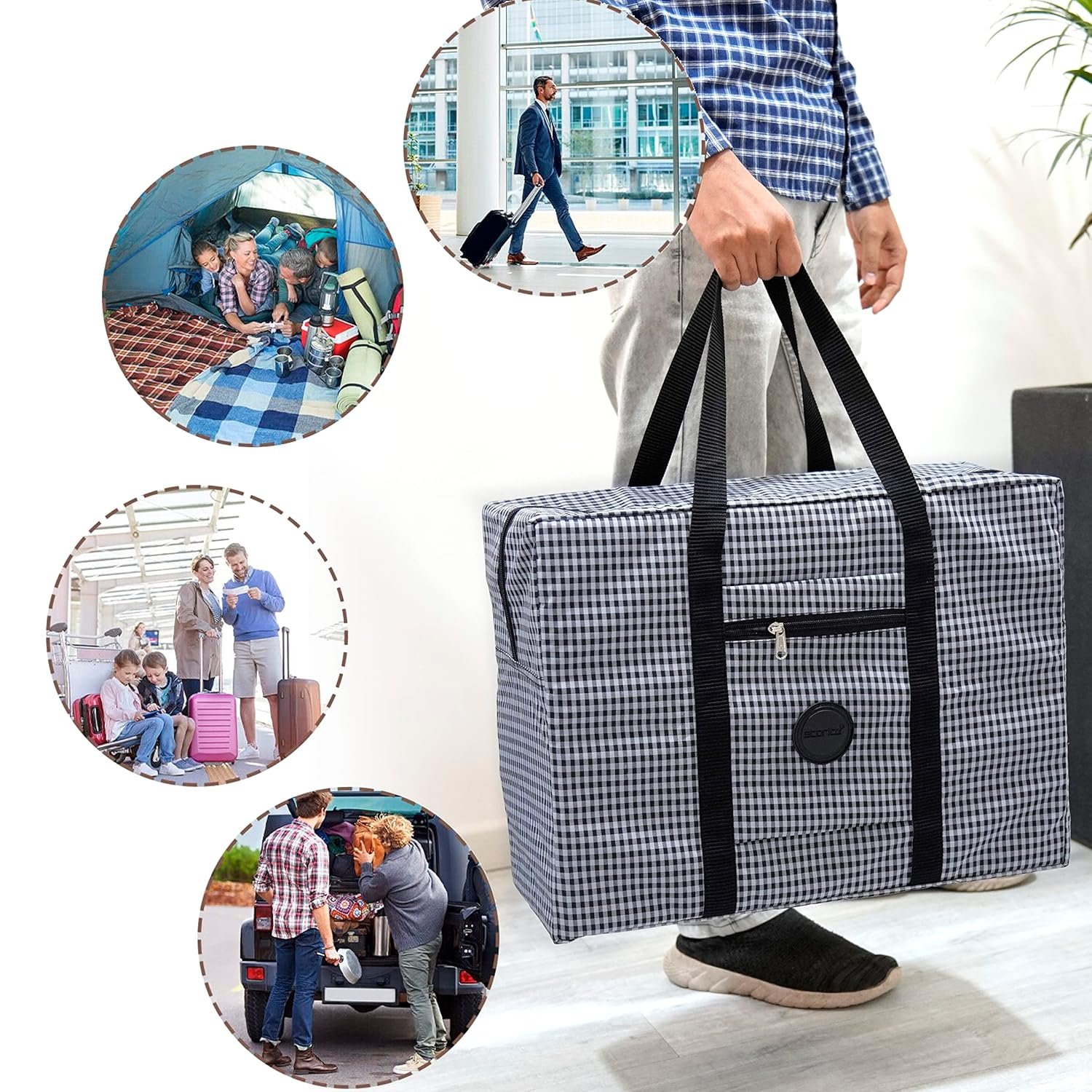 91yuovdgkcl. sl1500 Storite Rexine 21 Cm Foldable Faux Leather Travel Duffle Bag Large Capacity Folding Lightweight Overnight Carry-On Duffel In Trolley With Handle Travel Luggage Bag For Women (Black,50 X 21X 38 Cm)