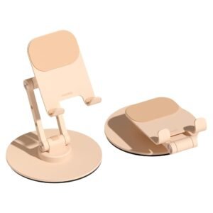 Hagibis Cell Phone Stand Adjustable Foldable Triaxial Desktop Phone Tablet Holder 360° Rotation Aluminum Support for Switch2 iPad iPhone 17 16 15 Pro Max (Pink)