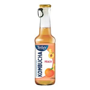 Tetley Kombucha Peach, Fermented Tea, With Live Culture, Rich in Antioxidants, 265ml