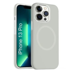 iPhone 13 pro Silicone Magsafe Case | Shock Proof Design & Camera Protection | Premium Rubberised Apple iPhone 13 pro Cover (Microfiber Lining) | Ultra Smooth Silicone - Gray