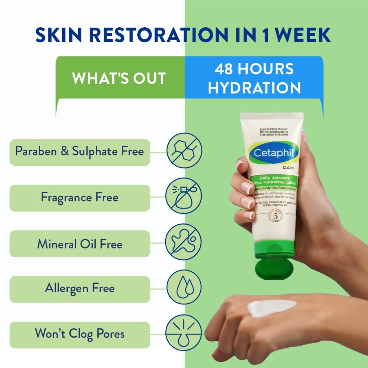 61ciqotsxql. sl1200 Cetaphil DAM Daily Advance Ultra Hydrating Lotion for Dry, Sensitive Skin| 30 g| Moisturizer with Shea Butter| Non-Greasy, Fragrance-Free| Paraben, Sulphate Free