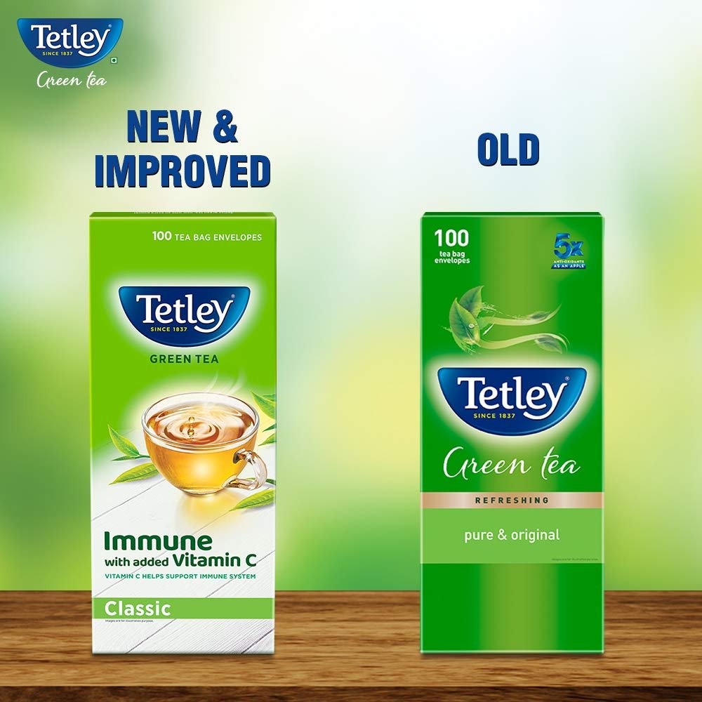 61d8bdm5a l. sl1000 Tetley Green Tea immune with added Vitamin C, Classic, 100 Tea Bags & Tetley | Original | Rich Taste of Assam Tea |100 Tea Bags | 1.7g Each