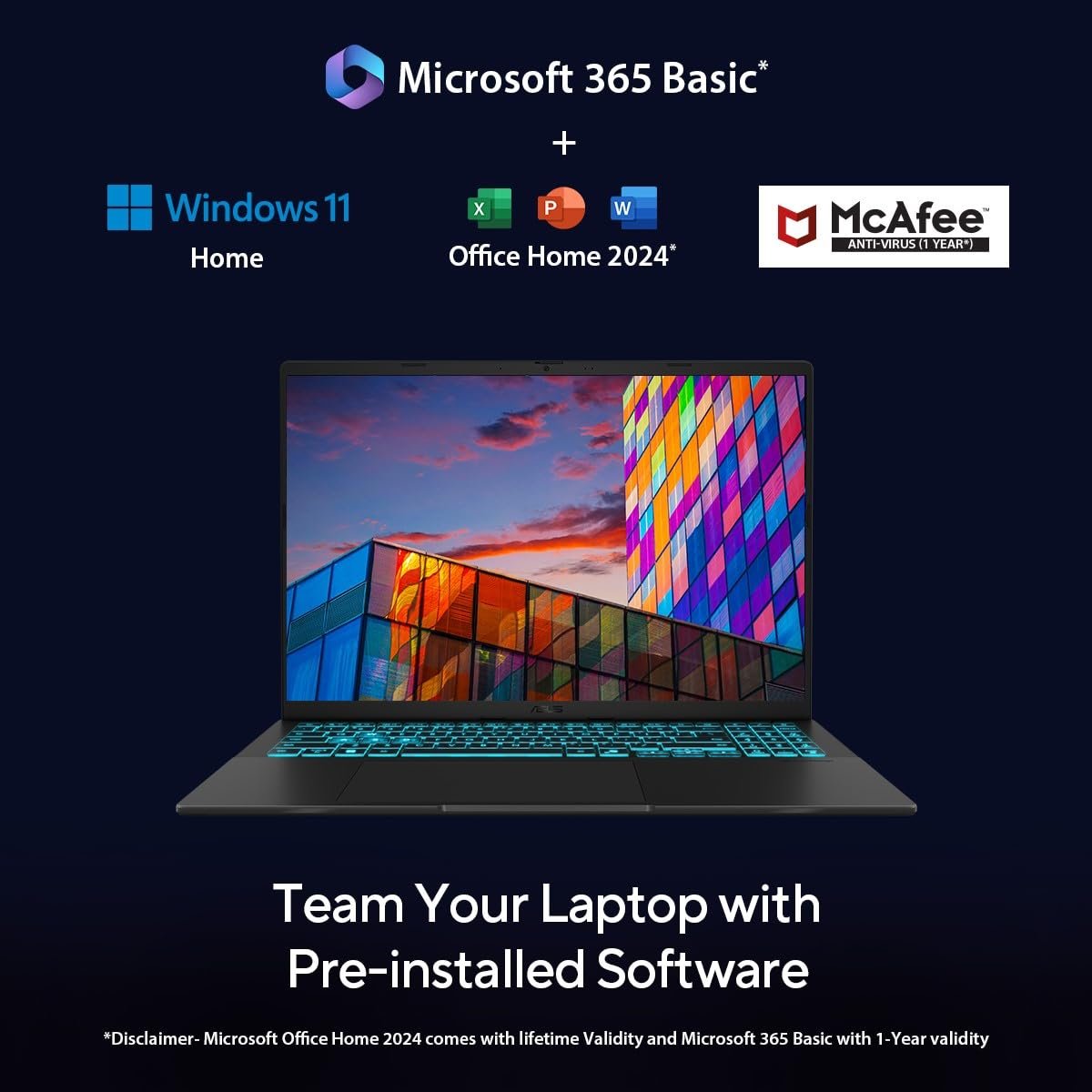 61elrwhg8al. sl1200 ASUS Gaming V16, Intel Core 7 240H Gaming Laptop(RTX 5060-8GB/16GB RAM/512GB SSD/FHD+/16/144Hz/Backlit Keyboard/Windows 11/M365 Basic (1Year)*/Office Home 2024/Matte Black/1.95 Kg) V3607VM-RP057WS