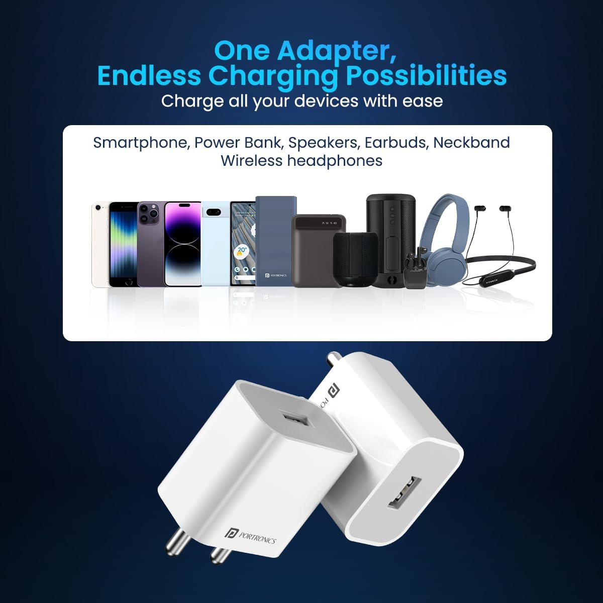 61fgi9nka7l. sl1200 Portronics Adapto 12 2.4A 12W Fast Wall Charger for iPhone 11/Xs/XS Max/XR/X/8/7/6/Plus, iPad Pro/Air 2/Mini 3/Mini 4, Samsung S4/S5, and More(White)