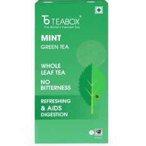 Teabox Mint Green Tea | 25 Tea Bags with Premium Green Tea & Real Peppermint Leaves | Refreshing, Cooling & Smooth | Low Caffeine | Clean Ingredient Blend