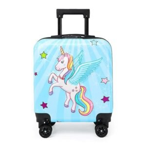 Wise Guys Unciorn Trolley Luggage Bag for Girls Kids Children Trolley Bag Lightweight Waterproof Unicorn P Suitcase Luggage Bag Compact 360 Wheel Cabin 18 Inch Blue