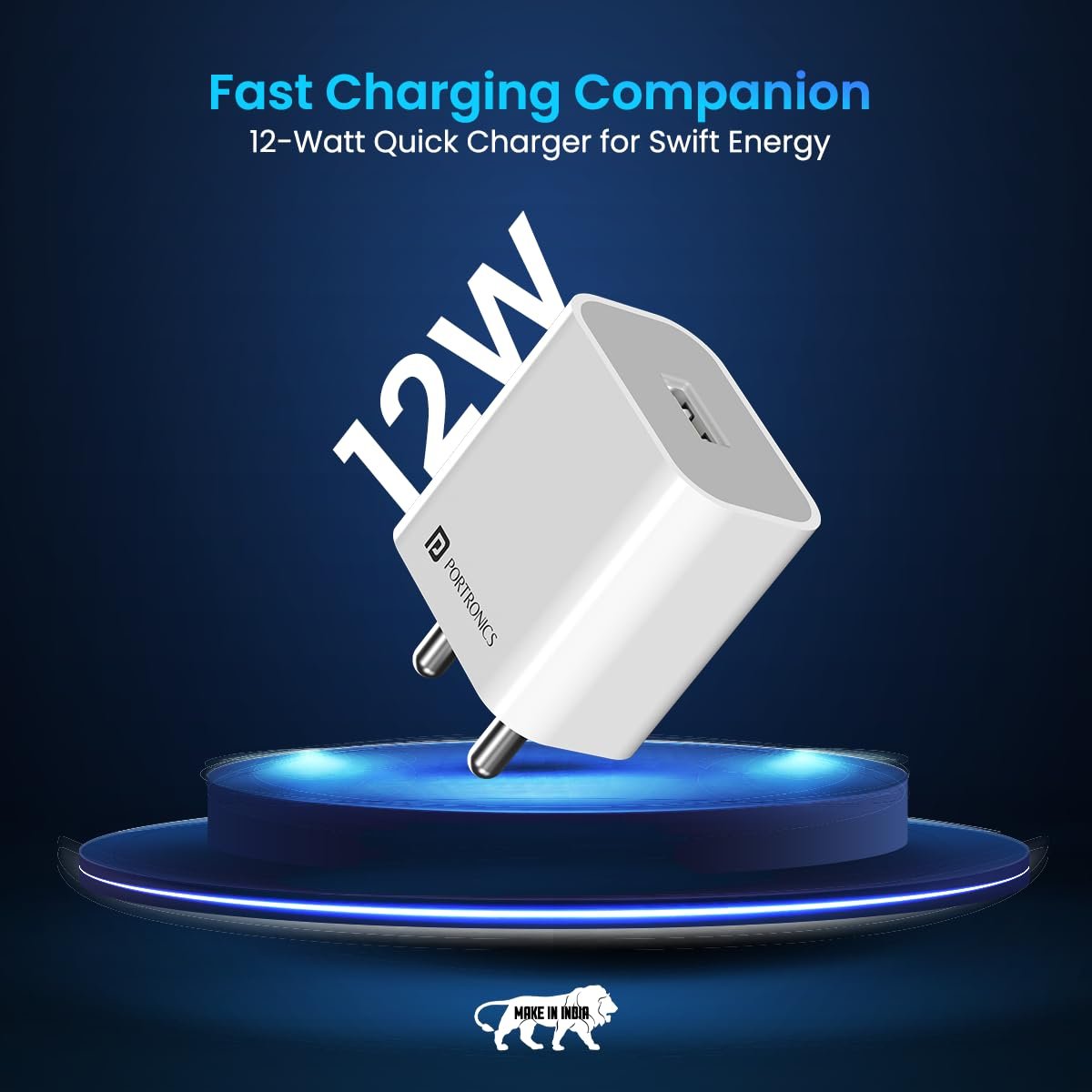61qlpc7qiul. sl1200 Portronics Adapto 12 2.4A 12W Fast Wall Charger for iPhone 11/Xs/XS Max/XR/X/8/7/6/Plus, iPad Pro/Air 2/Mini 3/Mini 4, Samsung S4/S5, and More(White)