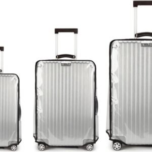 PVC Zippered Clear PVC Wheel Suitcase Covers Protectors Soft Side Waterproof Dustproof Case for Wheeled Luggage Trolley Protective Covers (Combo Small Medium and Large Pack of 3)